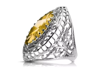 Sterling silver 925 Yellow Peridot Ring Vintage style vrc090s